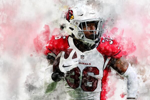 Budda Baker watercolor, Arizona Cardinals wall art,  Arizona Cardinals Budda Baker Canvas, Budda Baker Arizona Cardinals wall - Image 2