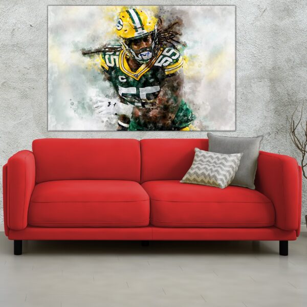 Za'Darius Smith watercolor, Green Bay Packers wall art, Green Bay Packers Za'Darius Smith poster on Canvas - Image 3