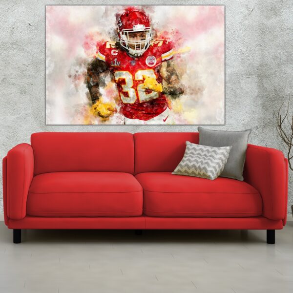 Tyrann Mathieu watercolor, Kansas City Chiefs wall art, Kansas City Chiefs Tyrann Mathieu poster on Canvas - Image 3