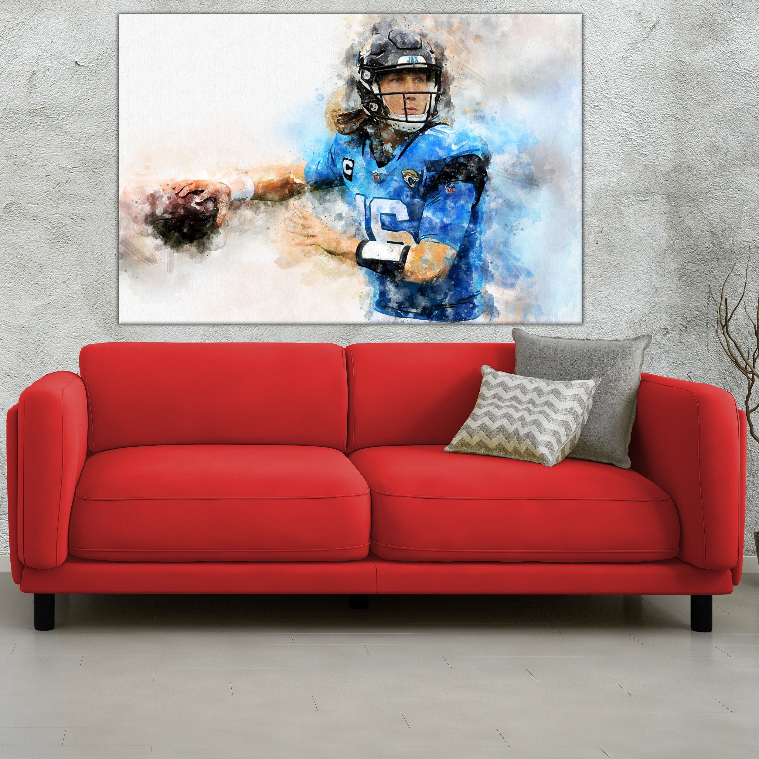 Trevor Laurence watercolor, Jacksonville Jaguars wall art, Jacksonville Jaguars Trevor Laurence poster on Canvas - Image 3