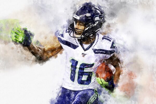 Tyler Lockett watercolor, Seattle Seahawks wall art, Seattle Seahawks Tyler Lockett poster on Canvas - Image 2