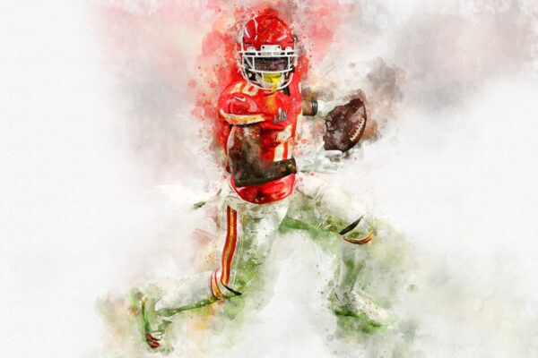 Tyreek Hill watercolor, Kansas City Chiefs wall art, Kansas City Chiefs Tyreek Hill poster on Canvas - Image 2