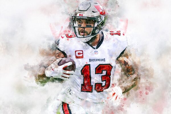 Mike Evans watercolor, Tampa Buccaneers  wall art, Tampa Buccaneers Mike Evans poster on Canvas,  Mike Evans - Image 2