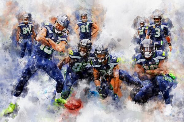 Seattle Receivers watercolor, Seattle Seahawks wall art, Seattle Seahawks Receivers poster on Canvas, DK Metcalf - Image 2