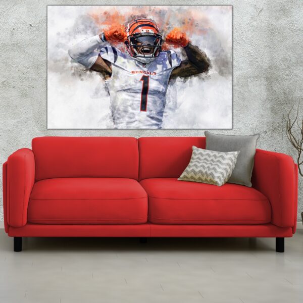 Ja'Marr Chase poster watercolor, Cincinnati Bengals Super Bowl, Ja'Marr Chase Cincinnati Bengals poster. Ja'Marr Chase, - Image 3