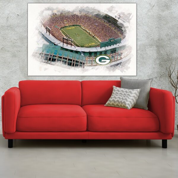 Lambeau Field Artwork, Lambeau Field watercolor sketch, Green Bay Packers Collage,  Green Bay Packers Poster, Green Bay packers Canvas, Pro - Image 2