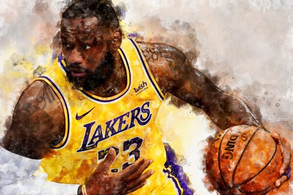 LeBron James watercolor, Los Angeles Lakers wall art, Lakers NBA Championship  winner Canvas, LeBron James Lakers art wall - Image 2