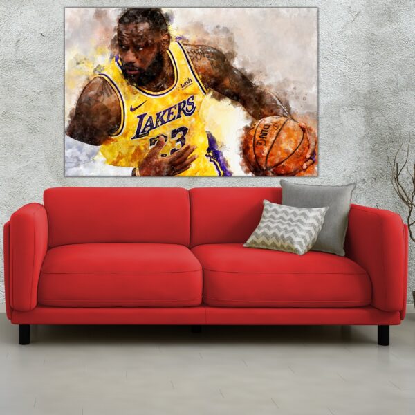 LeBron James watercolor, Los Angeles Lakers wall art, Lakers NBA Championship  winner Canvas, LeBron James Lakers art wall - Image 3