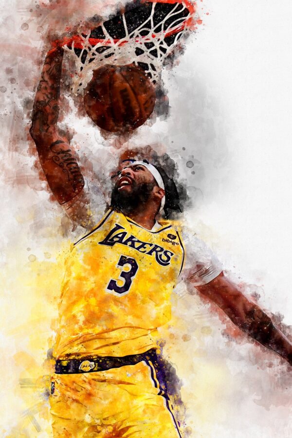 Anthony Davis watercolor, Los Angeles Lakers wall art, Lakers NBA Championship  winner Canvas, Anthony Davis Lakers art wall - Image 2