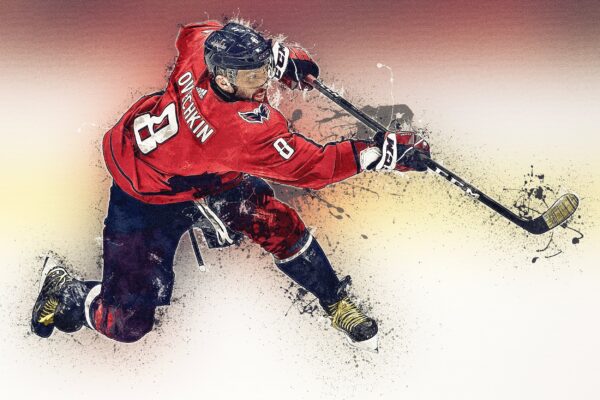 Alex Ovechkin watercolor, Washington Capital wall art, Capitals Stanley Cup, Alex Ovechkin Poster, Washington Capitals hockey art wall - Image 2