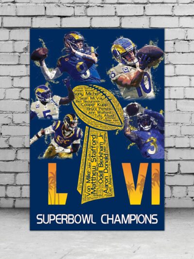 Los Angeles Rams Superbowl canvas, Los Angeles Rams wall art, Los Angeles Rams ,  Los Angeles Rams Champions wall art, Matt Stafford poster
