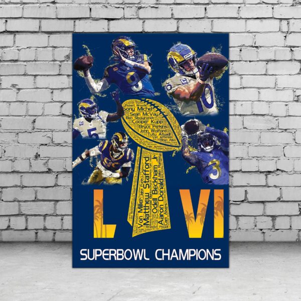 Los Angeles Rams Superbowl canvas, Los Angeles Rams wall art, Los Angeles Rams ,  Los Angeles Rams Champions wall art, Matt Stafford poster