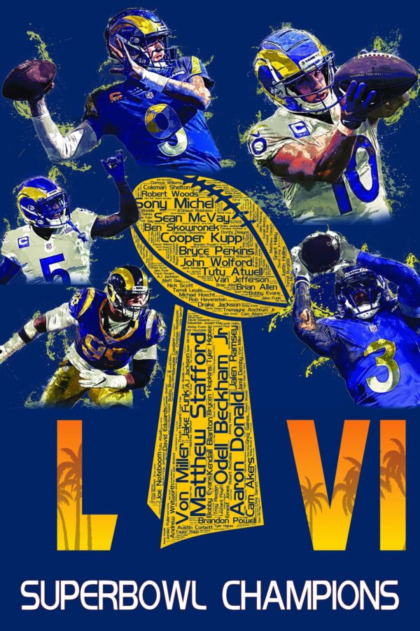 Los Angeles Rams Superbowl canvas, Los Angeles Rams wall art, Los Angeles Rams ,  Los Angeles Rams Champions wall art, Matt Stafford poster - Image 3