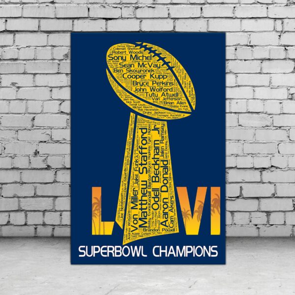 Los Angeles Rams Superbowl canvas, Los Angeles Rams wall art, Los Angeles Rams ,  Los Angeles Rams Champions wall art, Matt Stafford poster