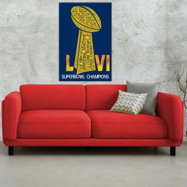 Los Angeles Rams Superbowl canvas, Los Angeles Rams wall art, Los Angeles Rams ,  Los Angeles Rams Champions wall art, Matt Stafford poster - Image 3
