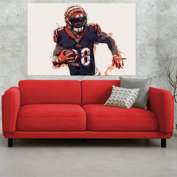 Joe Mixon poster watercolor, Cincinnati  wall art, Joe Mixon Cincinnati Bengals wall art poster, Cincinnati Bengals  wall art - Image 3
