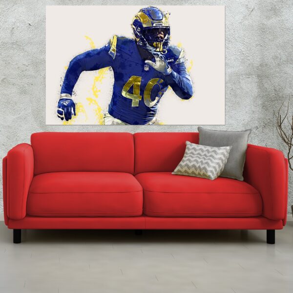 Von Miller watercolor, Los Angeles Rams wall art, Von Miller LA Rams Super Bowl Champions Canvas, Von Miller Los Angeles Rams Poster, - Image 3