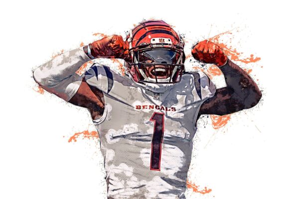 Ja'Marr Chase poster watercolor, Cincinnati Bengals Super Bowl, Ja'Marr Chase Cincinnati Bengals poster. Ja'Marr Chase, - Image 2