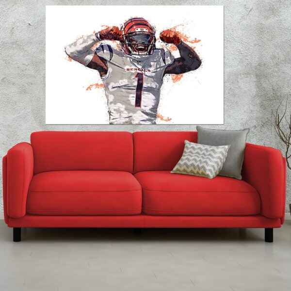 Ja'Marr Chase poster watercolor, Cincinnati Bengals Super Bowl, Ja'Marr Chase Cincinnati Bengals poster. Ja'Marr Chase, - Image 3