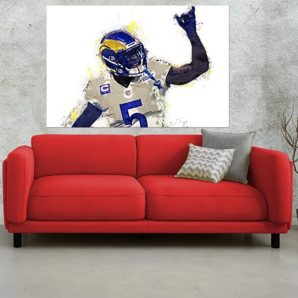 Jalen Ramsey watercolor, Los Angeles Rams wall art, LA Rams Jalen Ramsey Canvas, Jalen Ramsey Los Angeles Rams Superbowl Champions - Image 3