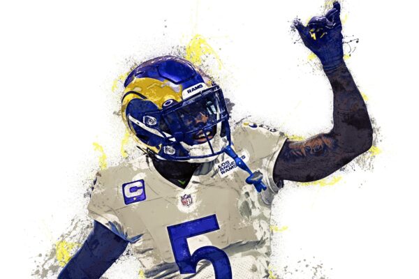 Jalen Ramsey watercolor, Los Angeles Rams wall art, LA Rams Jalen Ramsey Canvas, Jalen Ramsey Los Angeles Rams Superbowl Champions - Image 2