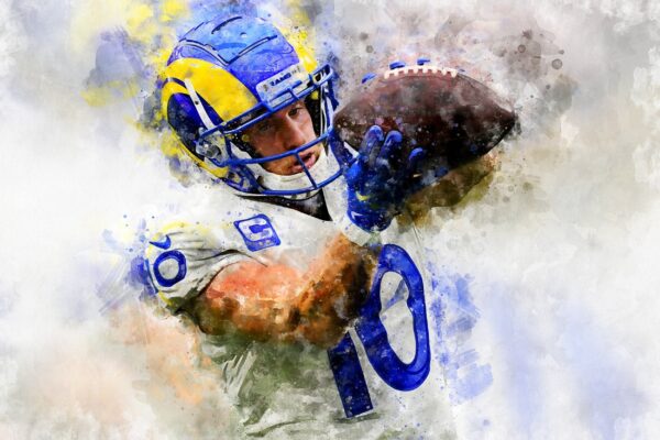 Cooper Kupp watercolor, Los Angeles Rams wall art, LA Rams Cooper Kupp Canvas, Cooper Kupp , Los Angeles Rams Superbowl Champions - Image 2