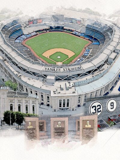 Canvas-Print of Yankee Stadium Artwork, Yankee Stadium watercolor sketch, Monument Park, New York Yankees Collage,, Pro