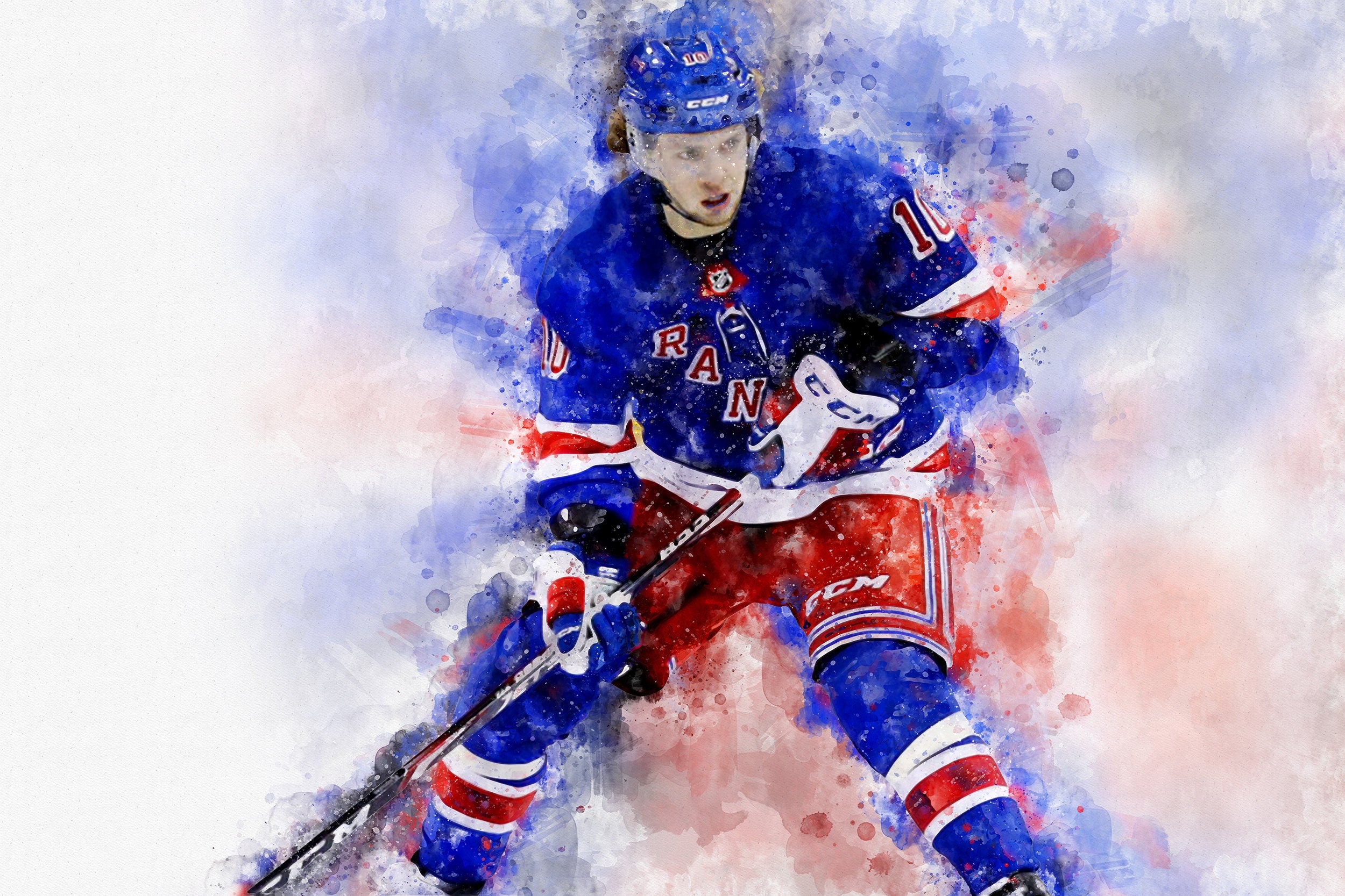 Artemi Panarin watercolor, New York Rangers wall art, Rangers Stanley Cup, Artemi Panarin Poster, New York Rangers hockey art wall - Image 2