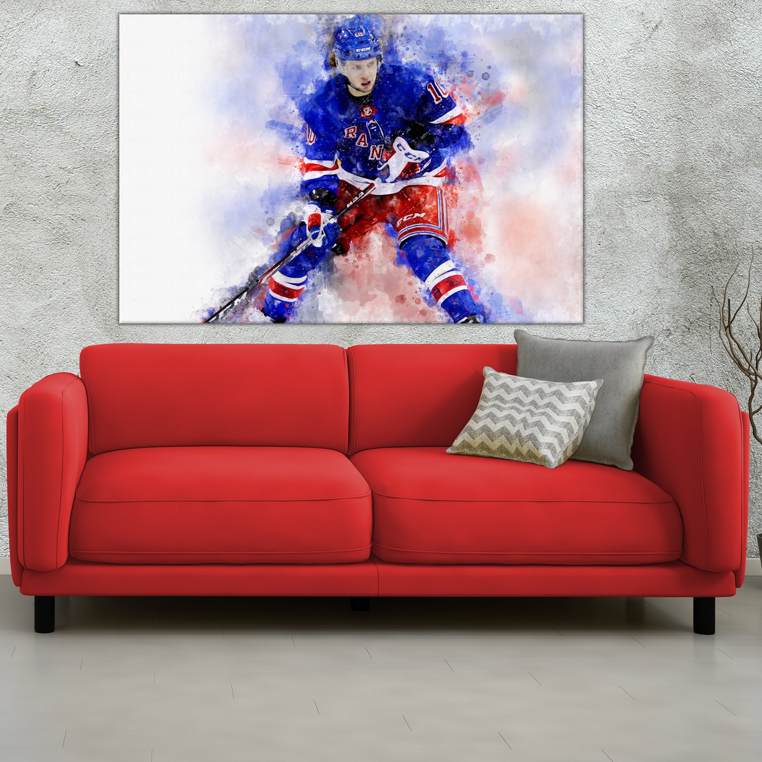 Artemi Panarin watercolor, New York Rangers wall art, Rangers Stanley Cup, Artemi Panarin Poster, New York Rangers hockey art wall - Image 3