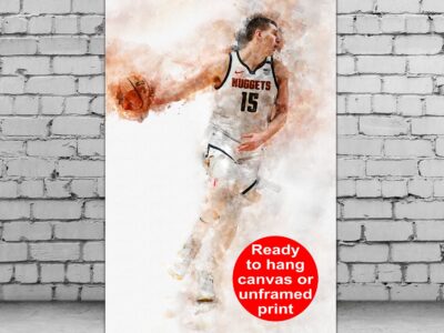 Nikola Jokić watercolor, Denver Nuggets wall art, Nuggets NBA Championship winner Canvas, Nikola Jokić Nuggets art wall