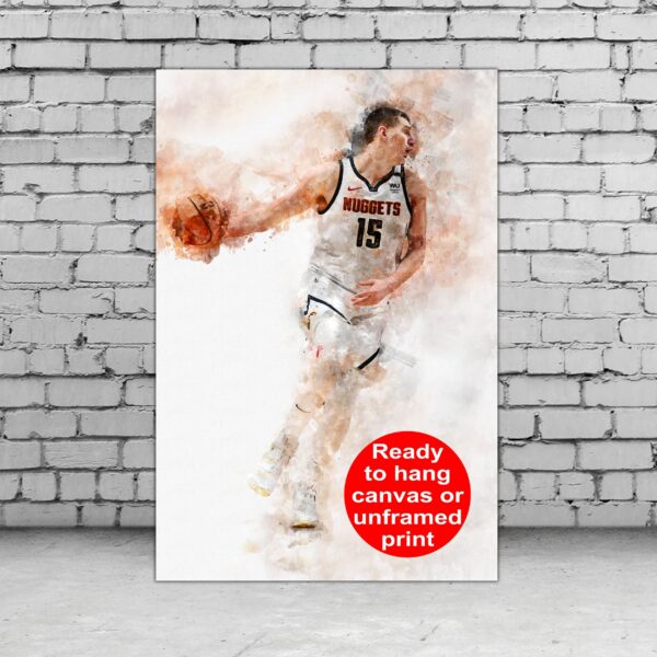 Nikola Jokić watercolor, Denver Nuggets wall art, Nuggets NBA Championship winner Canvas, Nikola Jokić Nuggets art wall