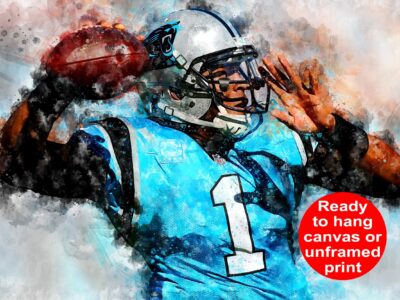 Cam Newton watercolor, Carolina Panthers wall art, Cam Newton Carolina Panthers wall art poster,  Carolina wall art