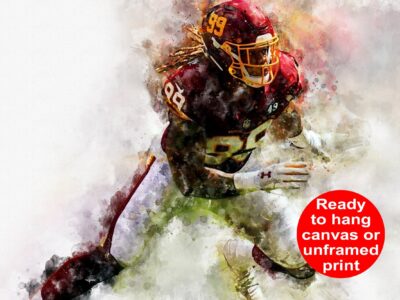 Chase Young watercolor, Washington Football Team wall art, Chase Young Washington Football Team wall art poster,  Carolina wall art