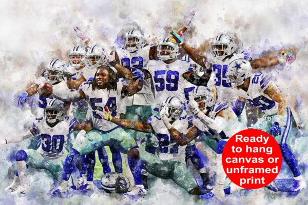 Dallas Cowboy defense wall art, Dallas Cowboy Defense Cowboy Canvas watercolor, Dallas Cowboys  poster football wall art