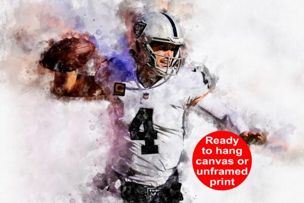 Derek Carr watercolor, Las Vegas wall art, Derek Carr Poster , Derek Carr Las Vegas Raiders wall art, Derek Carr