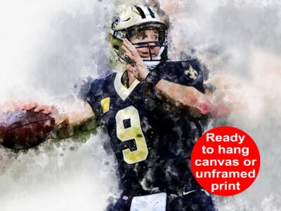 Drew Brees watercolor, New Orleans Saints wall art, New Orleans Saint Drew Brees Poster. Canvas, Drew Brees Saints wall art wall art