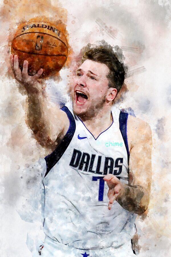 Luka Dončić watercolor, Dallas Mavericks wall art, Mavericks NBA Championship winner Canvas, Luka Dončić Mavericks art wall - Image 2