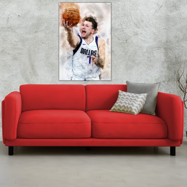 Luka Dončić watercolor, Dallas Mavericks wall art, Mavericks NBA Championship winner Canvas, Luka Dončić Mavericks art wall - Image 3