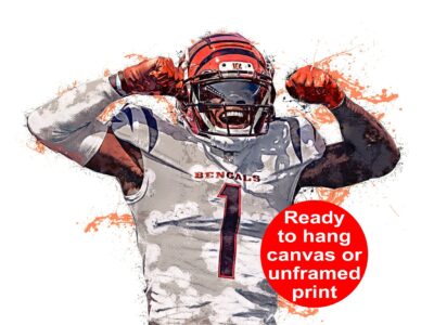 Ja'Marr Chase poster watercolor, Cincinnati Bengals Super Bowl, Ja'Marr Chase Cincinnati Bengals poster. Ja'Marr Chase,