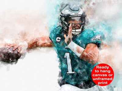 Jalen Hurts watercolor, Philadelphia Eagles wall art, Philadelphia Eagles Jalen Hurts Canvas, Jalen Hurts Eagles wall art