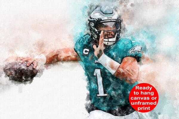 Jalen Hurts watercolor, Philadelphia Eagles wall art, Philadelphia Eagles Jalen Hurts Canvas, Jalen Hurts Eagles wall art