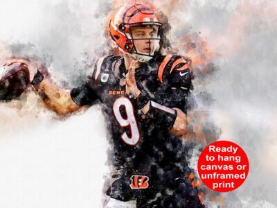 Joe Burrow poster or ready to hang canvas, Cincinnati  wall art, Joe Burrow Cincinnati Bengals wall art poster, Cincinnati Bengals  wall art
