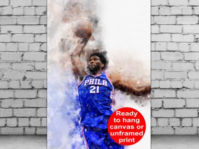 Joel Embiid watercolor, Philadelphia 76ers wall art, 76ers NBA Championship winner Canvas, Joel Embiid 76ers art wall