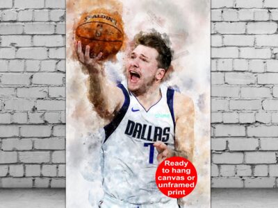 Luka Dončić watercolor, Dallas Mavericks wall art, Mavericks NBA Championship winner Canvas, Luka Dončić Mavericks art wall