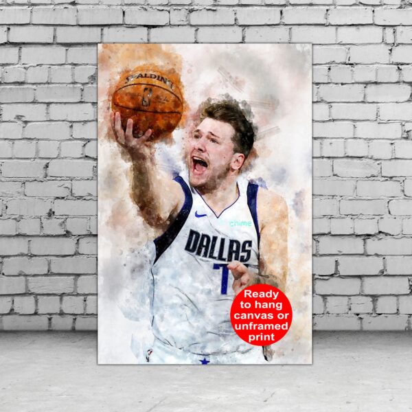 Luka Dončić watercolor, Dallas Mavericks wall art, Mavericks NBA Championship winner Canvas, Luka Dončić Mavericks art wall