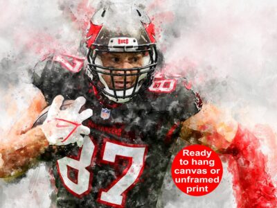 Rob Gronkowski watercolor, Tampa Buccaneers  wall art, Tampa Buccaneers  Rob Gronkowski poster on Canvas,  Rob Gronkowski