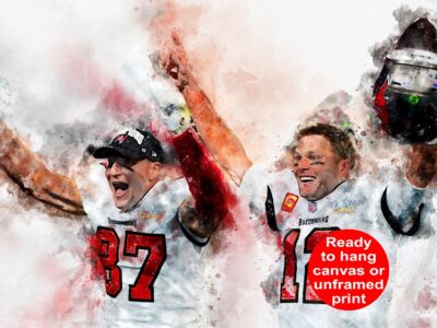 Tampa Bay Bucs Superbowl Champs watercolor, Tampa Bay Bucs wall art, Brady, Gronk Superbowl Canvas, Bucs Superbowl poster art wall
