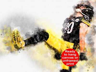 TJ Watt watercolor, Pittsburgh Steelers wall art, Pittsburgh Steelers TJ Watt poster on Canvas, TJ Watt poster