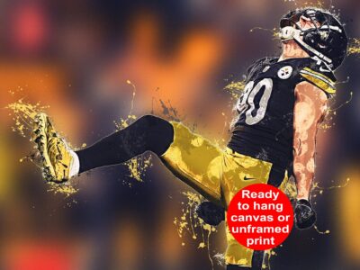 TJ Watt watercolor, Pittsburgh Steelers wall art, Pittsburgh Steelers TJ Watt poster on Canvas, TJ Watt poster