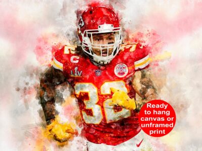 Tyrann Mathieu watercolor, Kansas City Chiefs wall art, Kansas City Chiefs Tyrann Mathieu poster on Canvas
